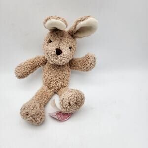 Demdaco Nat & Jules Bunny Rabbit Plush 9" Shaggy Beige Stuffed Toy Lovey 2014